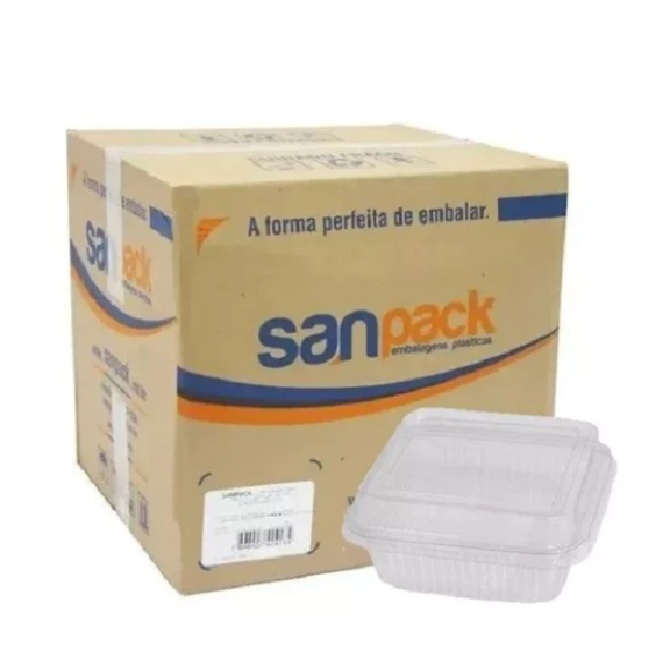 Kit 100 Potes 200ml com Tampa Sanpack S641 Quadrado Resistente p/ Sobremesa Confeitaria Delivery