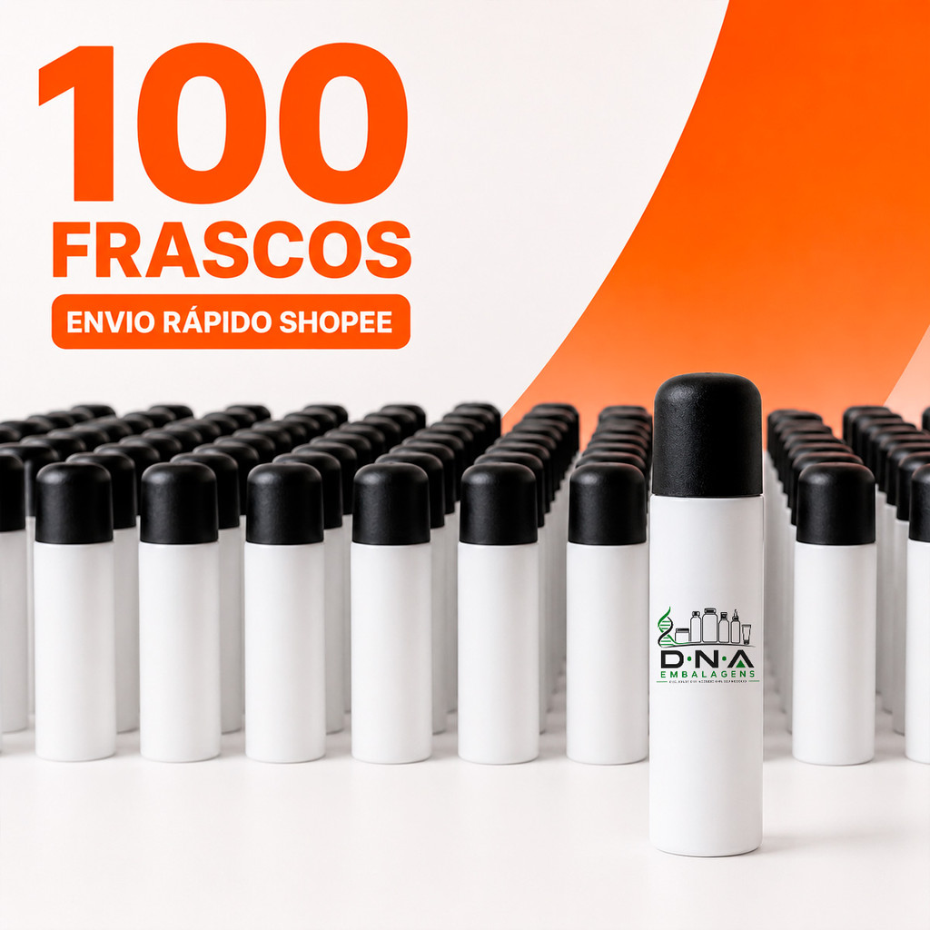 Kit 100 Frascos PET 120ml Desodorante Spray com Tampa e Batoque