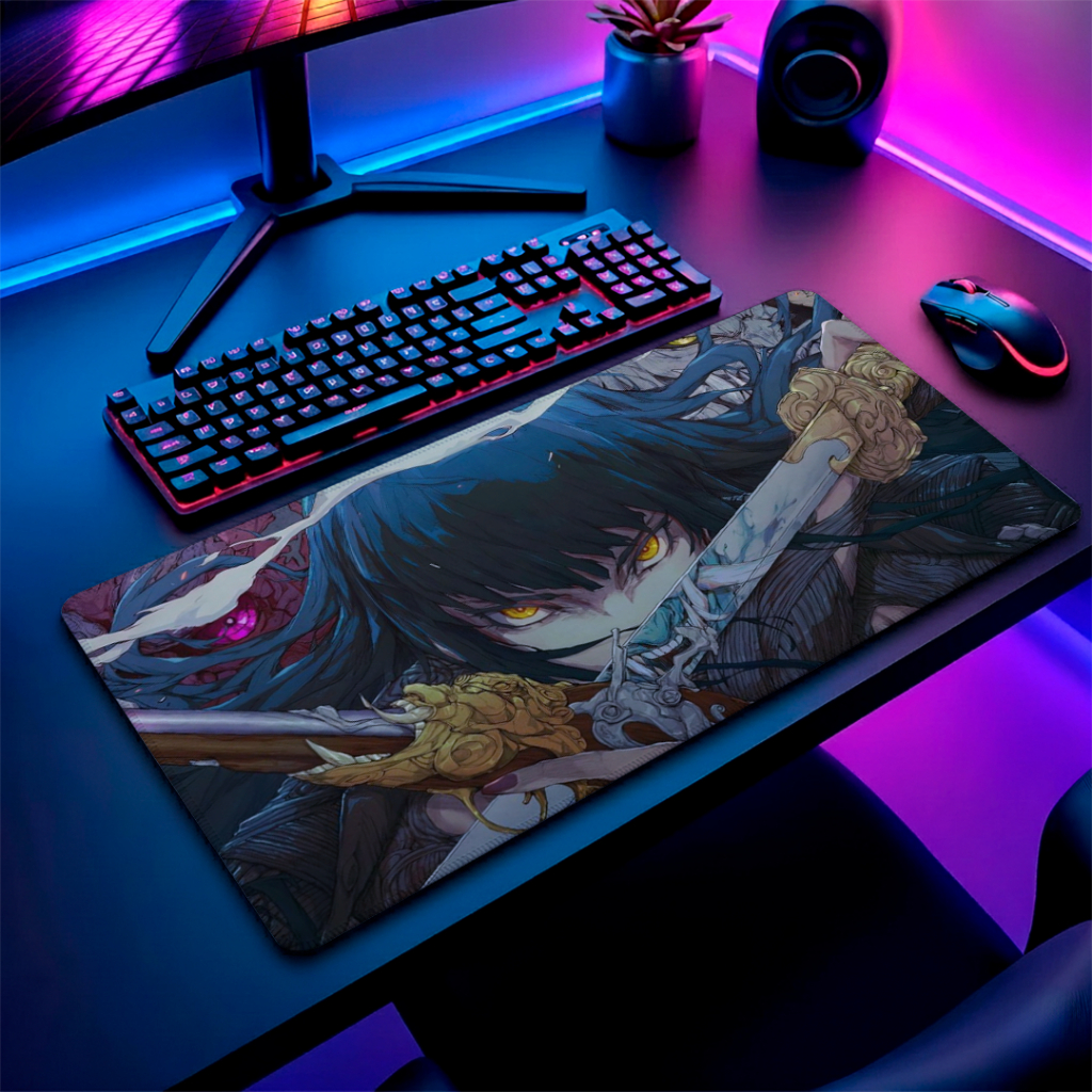Mouse Pad Gamer Speed Extra Grande Arte Anime Japanese Style Borda Costurada Antiderrapante Impermeável Deskpad Setup