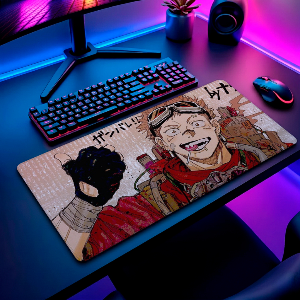 Mousepad Gamer Speed Extra Grande Temático Anime Japanese Style Borda Costurada Antiderrapante Tapete Para Mesa Setup