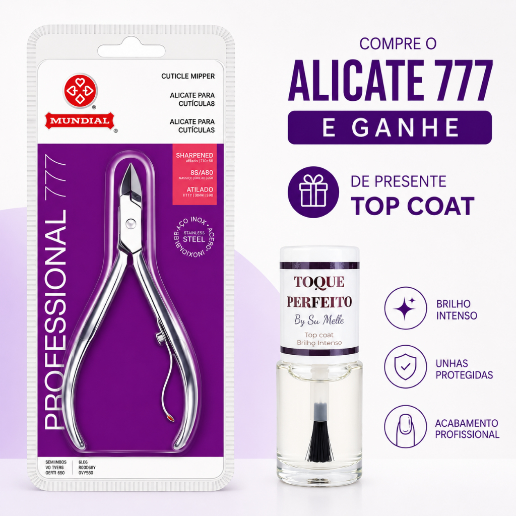 Alicate Para Cutículas 777 Professional Aço Inox Mundial - ORIGINAL