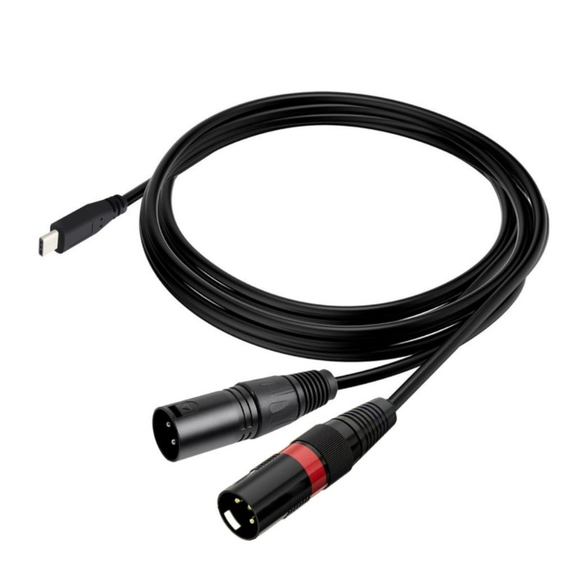MR Tipo C Para 2XLR Macho Cabo De Áudios Digitais USB Amplificadores