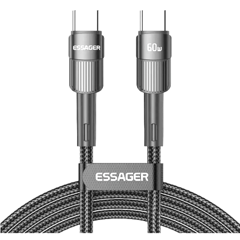 (ATACADO) 5x Cabo Tipo C Ponta Dupla 60w Ultra Turbo Trançado Alta Qualidade - Essager
