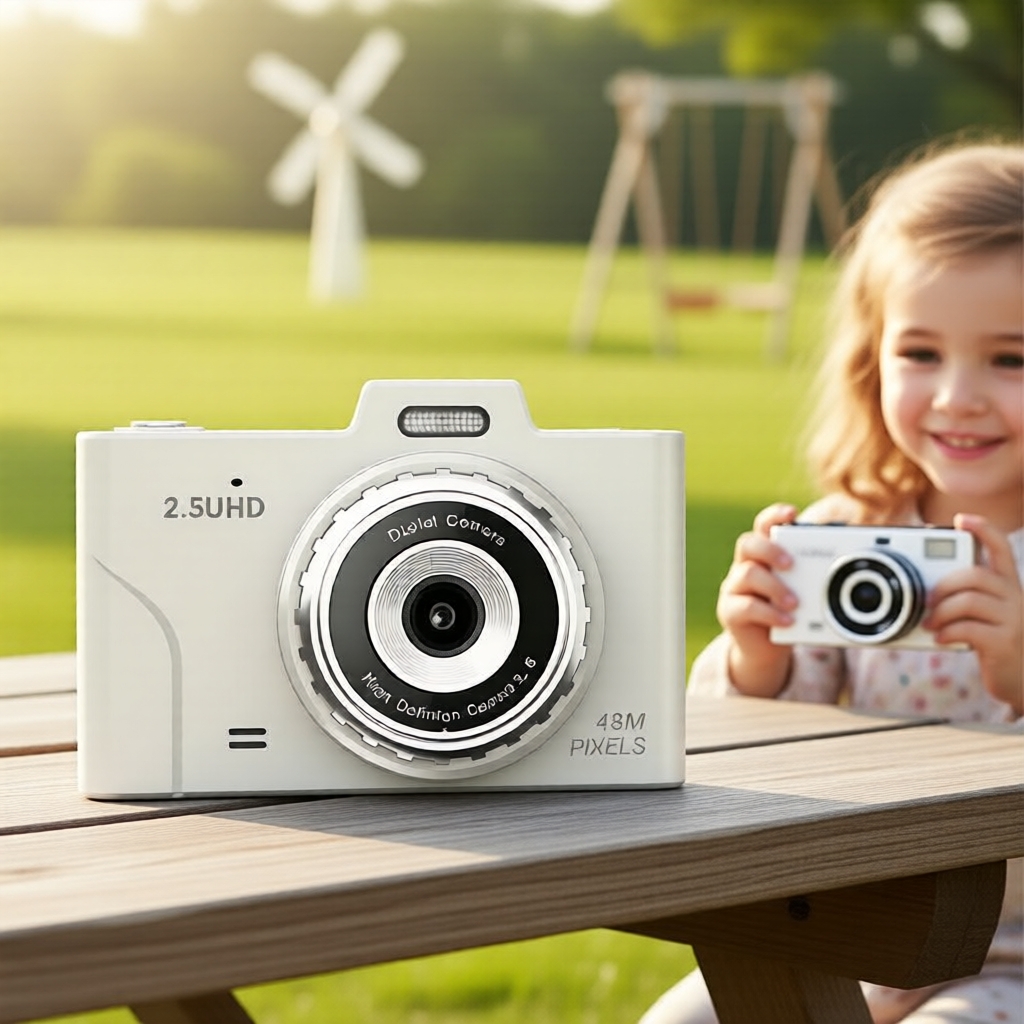 Câmera Digital Infantil para Crianças - UHD 2.5K 48MP, Zoom 8X, Anti-Vibração, Compacta e Portátil