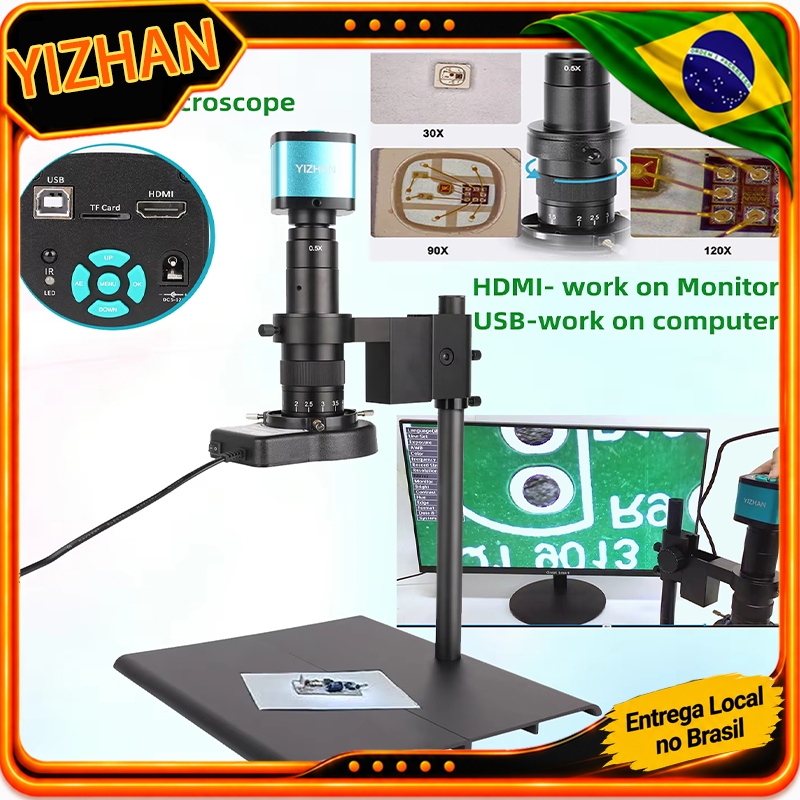 YZIAHN 60mp 4k uhd microscópio 180X eletrônico para solda sony chip c-mount câmera de microscópio digital para reparo de