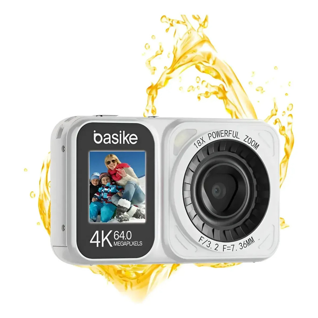 Basike Câmera Fotográfica Digital Portátil 4k Uhd 64mp, Zoom 18x Design de tela dupla, ideal para selfies e vlogging