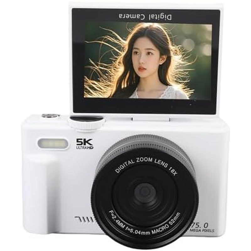 Câmera Digital , De Foco Automático 5K 75MP UHD WiFi Com Tela Flip De 3 