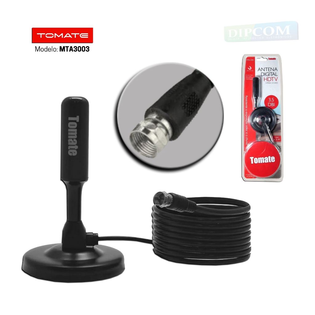 Antena Digital Interna externa Ima UHD Hdtv Uhf Cabo 4.3 -  MTA-3003 MTA-315 Tomate