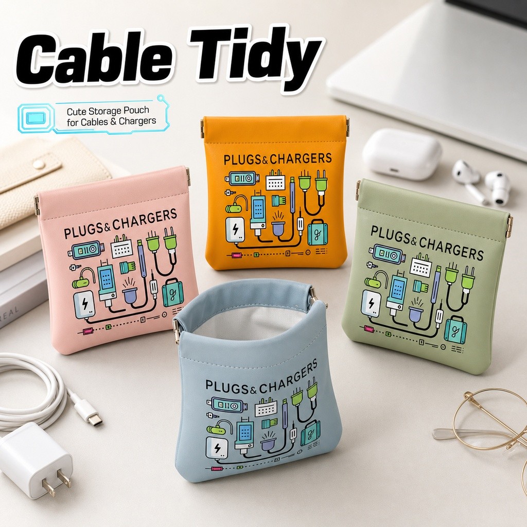 Mini Bolsa Organizadora De Carregador Com Fechamento Automático Para Fones De Ouvido De Cabo E Uso Diário Deslocamento