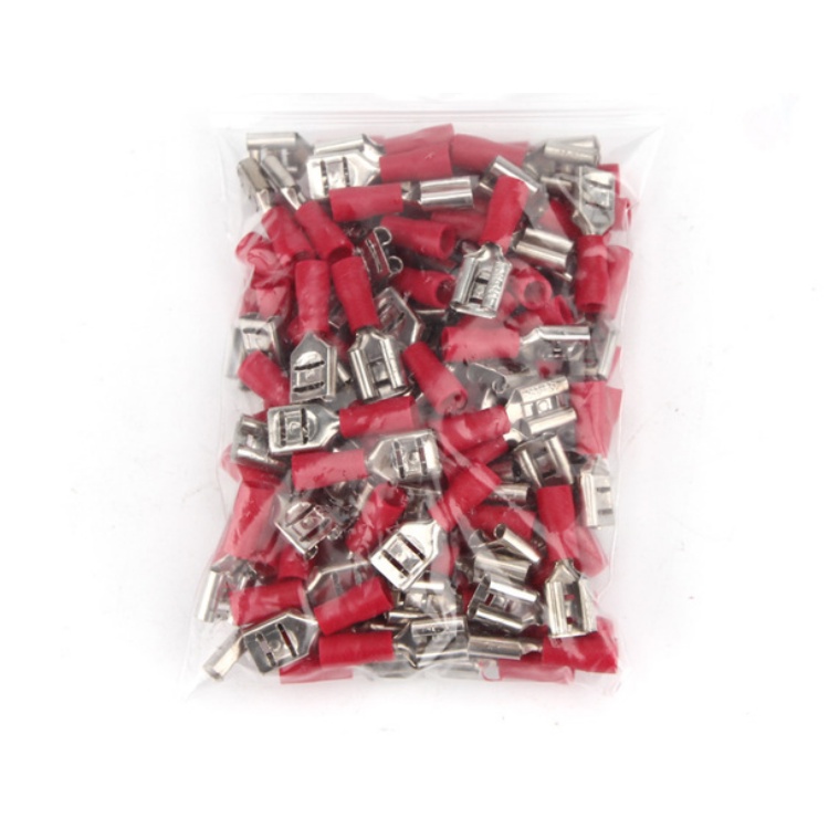 100 PCS TERMINAL CONECTOR FEMEA FIO PRE ISOLADO 1.5-2.5mm