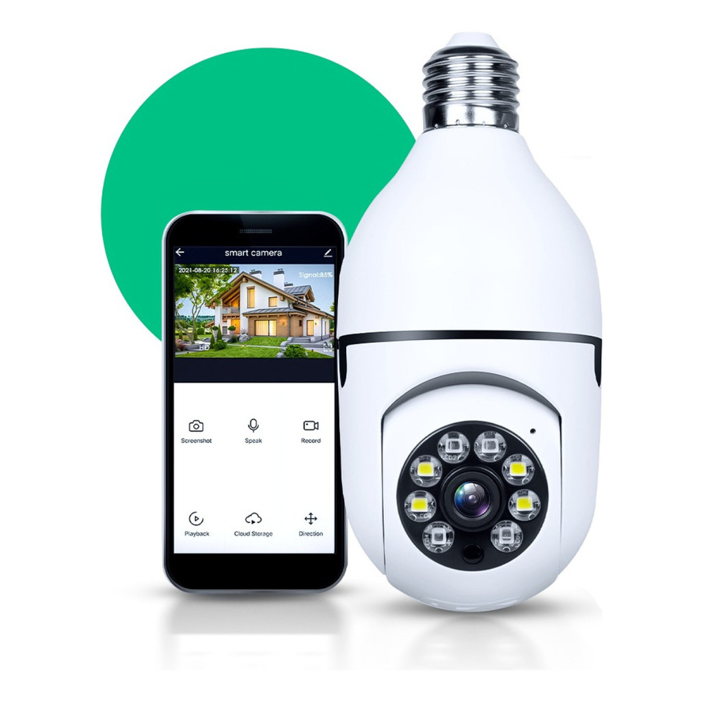 Câmera de Segurança Lâmpada IP Wi-Fi – Monitoramento 360° com Sensor Noturno alta qualidade 1080p Full HD