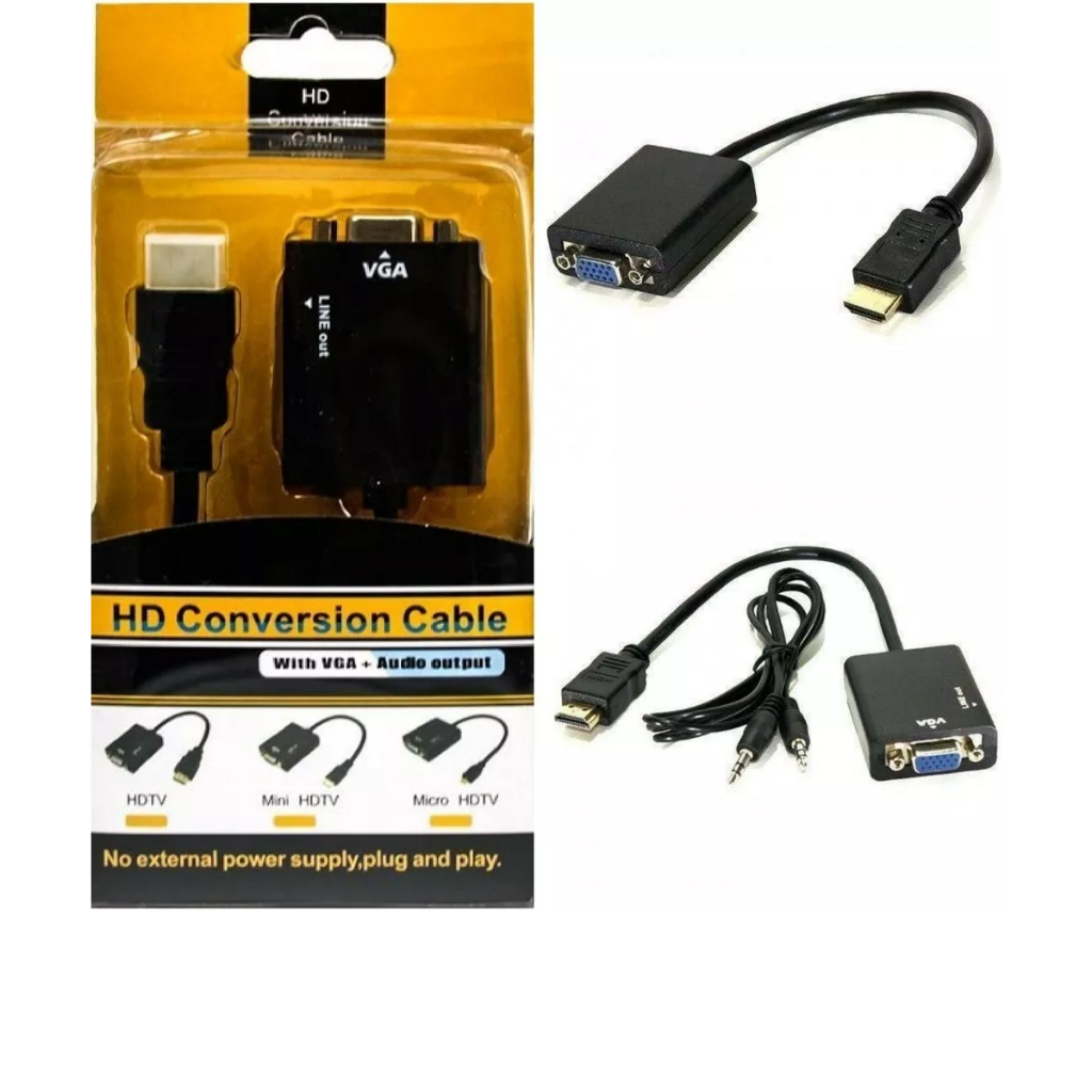 Adaptador Hdmi x Vga Novo Conector de Qualidade  1080p
