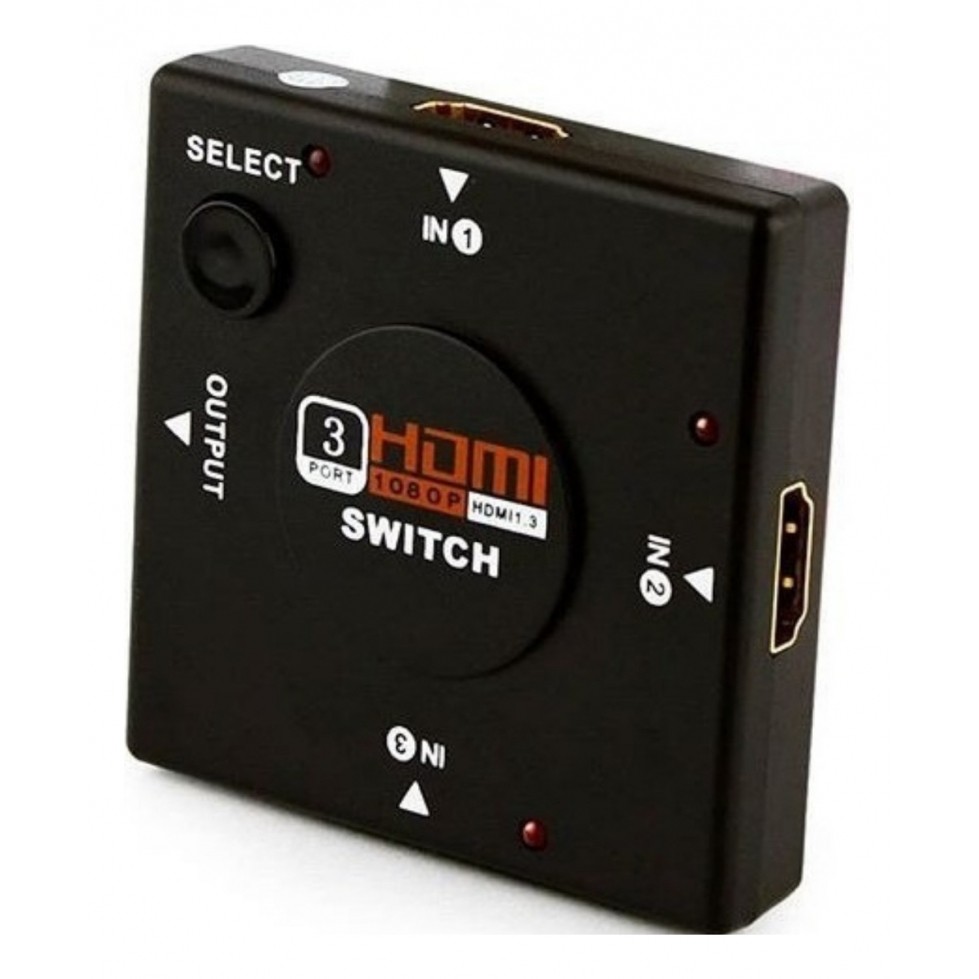 Chaveador Switch Hub HDMI 3x1 Divisor 3 Portas 1080p HDTV 3D  Conecte Seus Dispositivos com Alta Qualidade