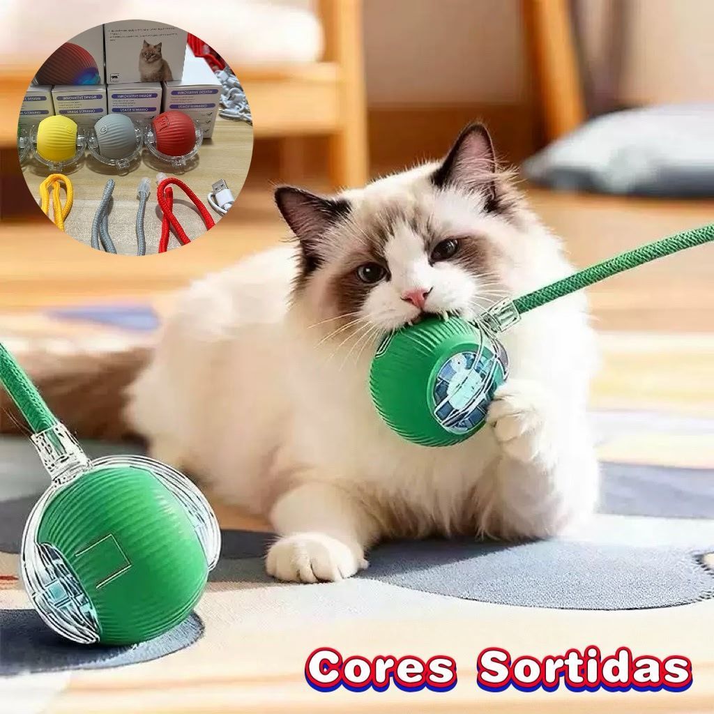 Brinquedo Interativo para Gatos Bola Giratória com LED – Automática e Recarregável | Cores Sortidas