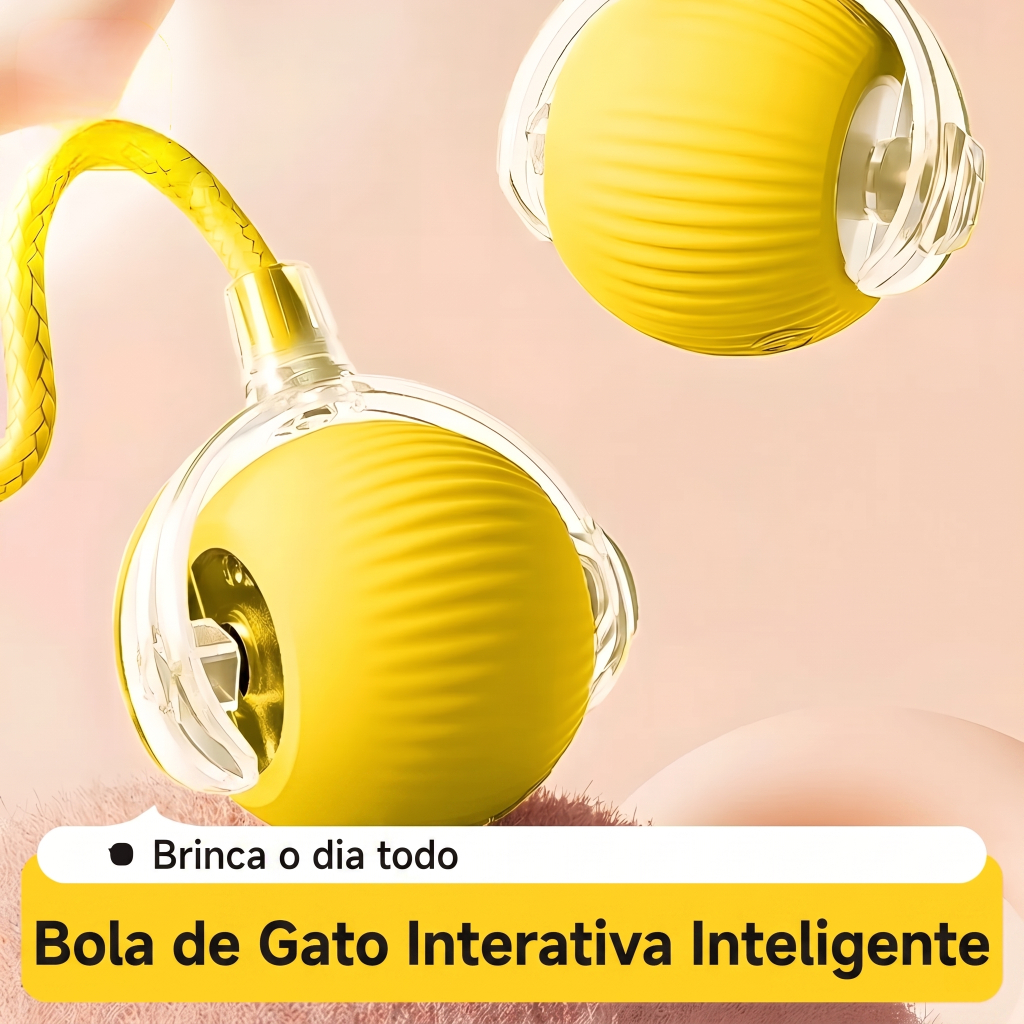 Bola De Brinquedo Interativa Inteligente Recarregável Para Gatos Com Luz LED E Cauda De Corda , Evitação Automática De O