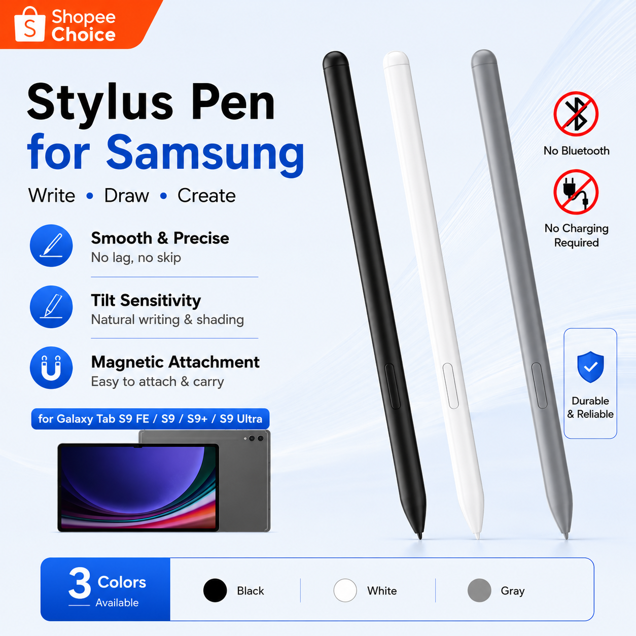 Tablet Stylus Touch Pencil S Caneta Ativa Eletromagnética Escrita Desenho Sem Bluetooth Para Samsung Galaxy Tab S10 S9 S