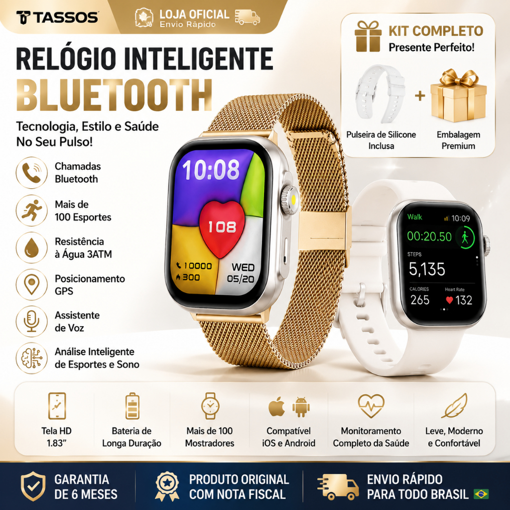 TASSOS Smartwatch Relógio Inteligente Alexa 1.83