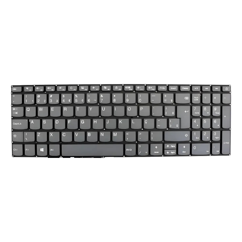 Teclado Notebook Lenovo Ideapad S145-15api Abnt2 Com Ç Cinza