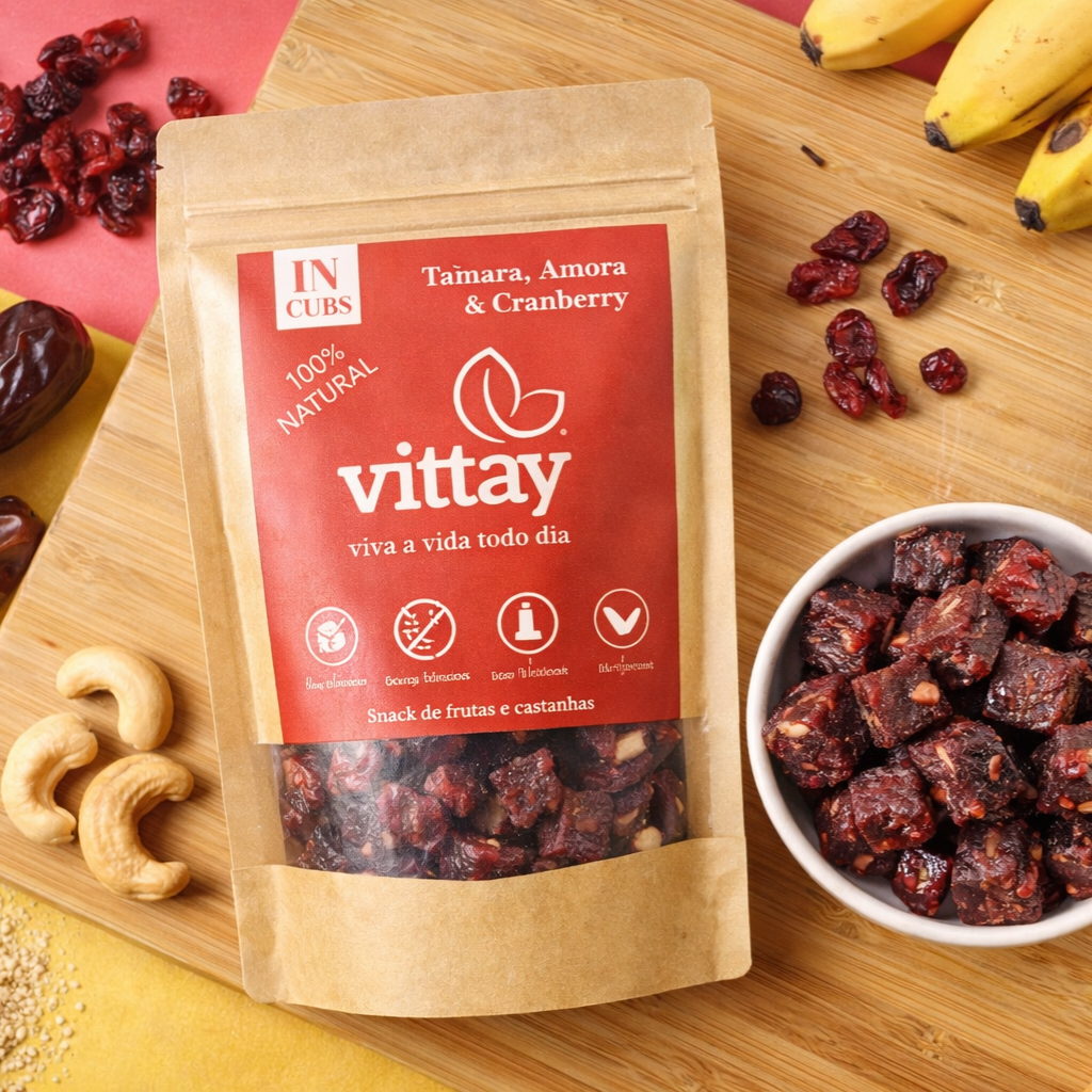 Doce Fit Saudável Sem Açúcar/Lactose IN CUBS Vittay Cubos de Frutas Tâmara Amora e Cranberry Vegano
