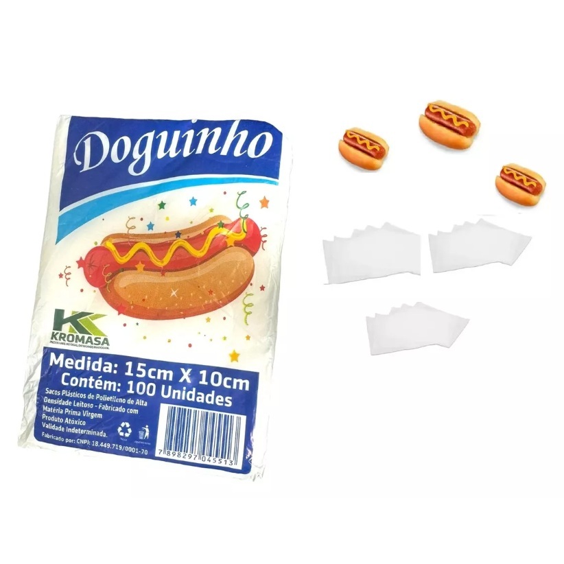 Sacos Plástico Para Mini Hot Dog 15cm X 10cm Kromasa