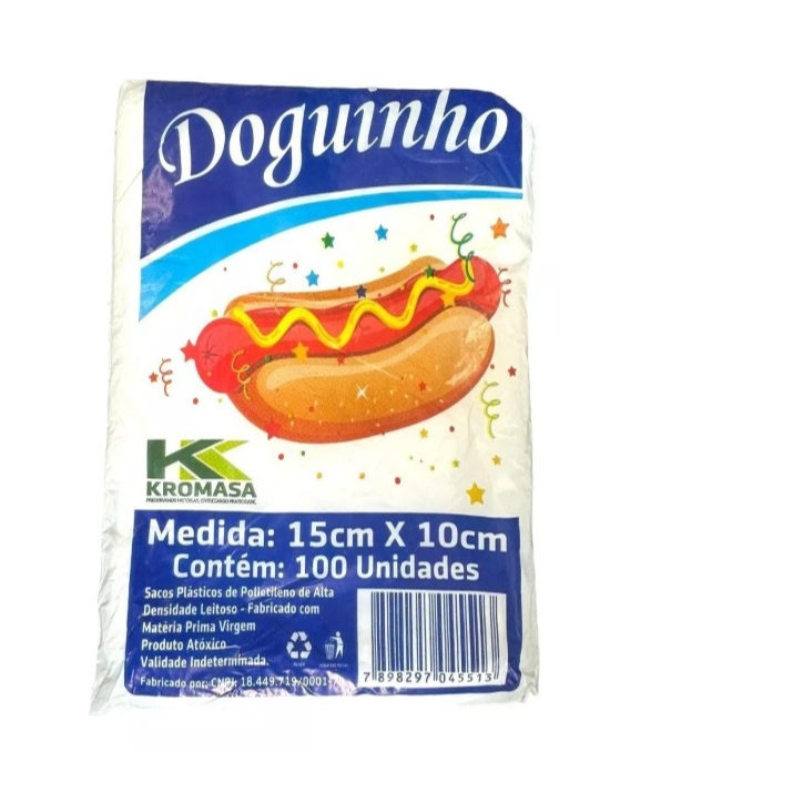 Saco Plástico Branco Mini Hot Dog 15x10 Atacado Embalagem Mini Cachorro Quente Doguinho