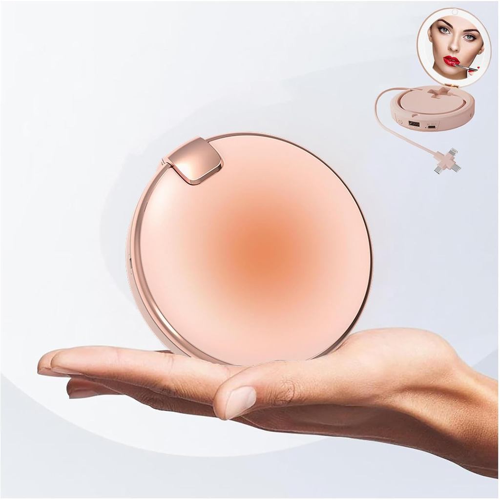Rechargeable Hand Warmer with Cosmetic Mirror,Power Bank 3in1, Magnetic Hand Warmers Rechargeable 5000mAh/Type-C USB/2 L