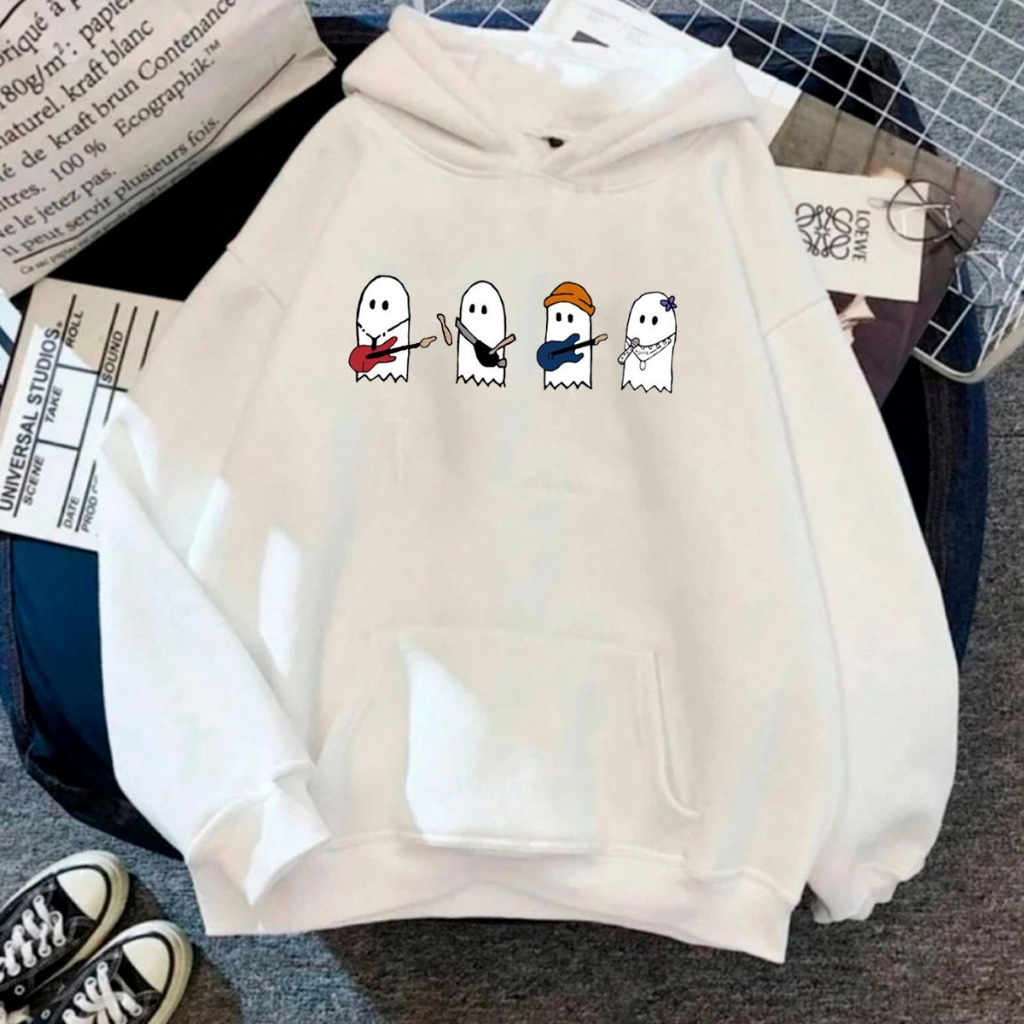 Moletom Canguru Blusa Frio Inverno C/Capuz Confortavel Capote Streetwear Julie Phantoms Fantasminhas Fofos