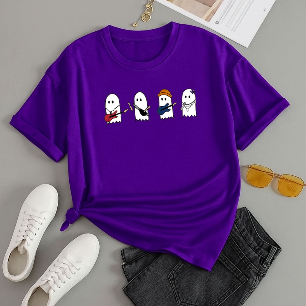 Camisa Camiseta T-Shirt Algodão Confortavel Unissex Julie Phantoms Fantasminhas Fofos Banda Rock Casual
