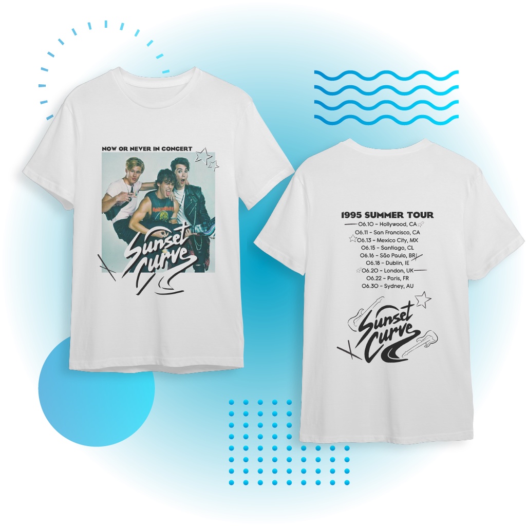 Camisa Personalizada Branca FRENTE E VERSO - Sunset Curve Julie And The Phantoms JATP - Camisa de Tournê
