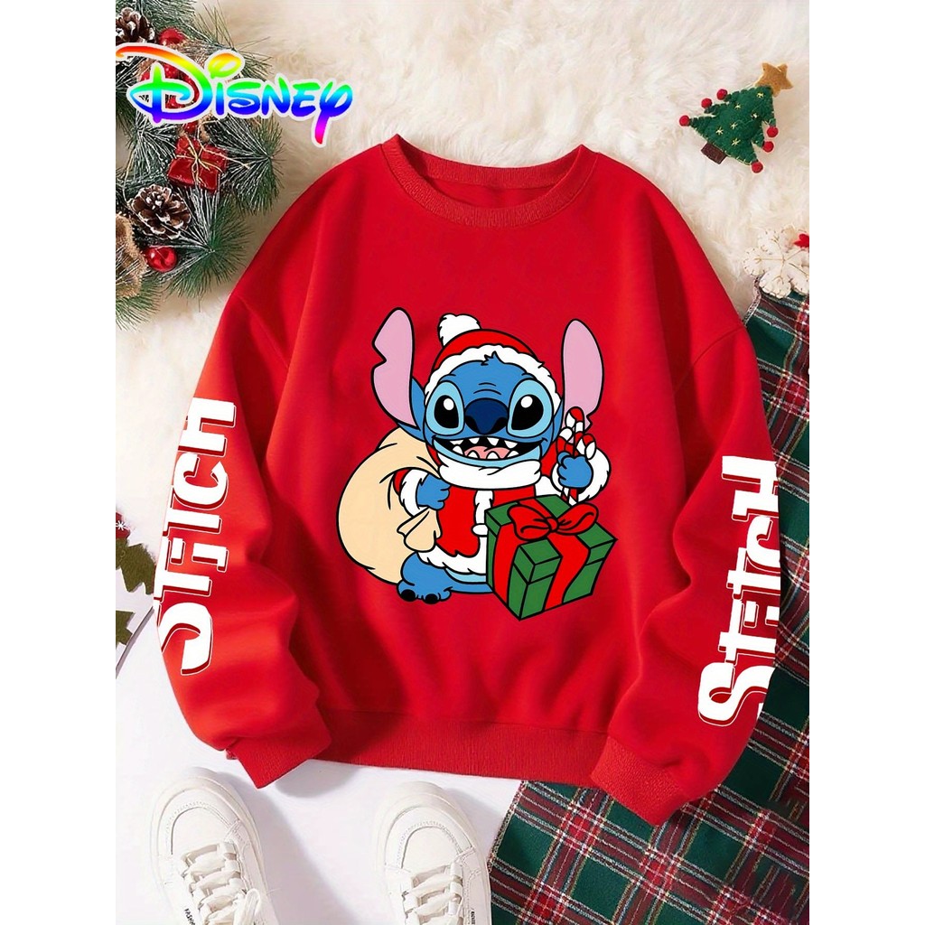 Blusa De Frio Feminina Stich De Natal Moletom Grosso Peluciado Envio Imediato