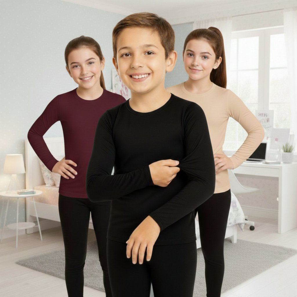 Kit 3 Blusas Térmicas Infantil Segunda Pele Inverno Térmica Peluciada Macia Proteção Frio Escolar
