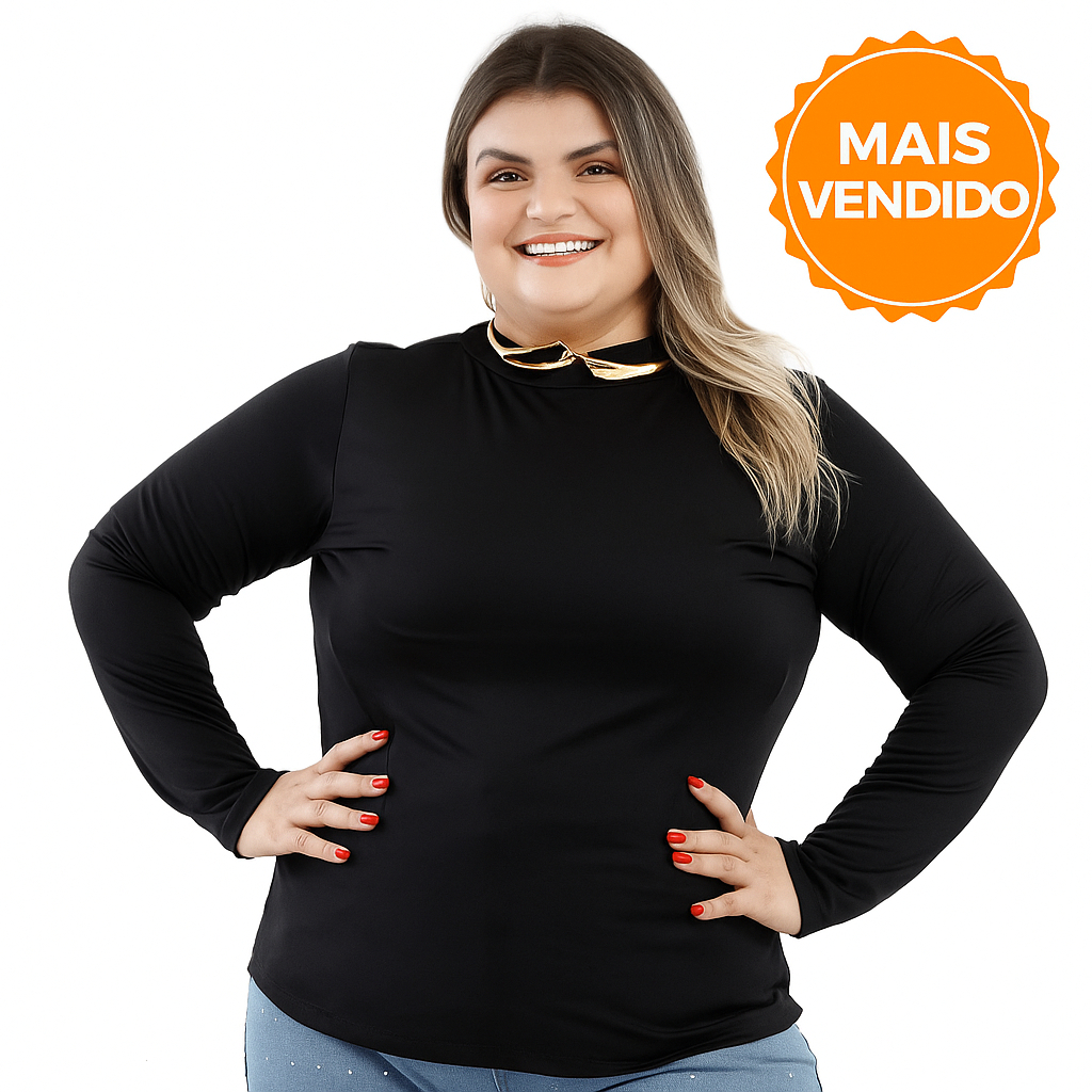 Blusa Térmica Flanelada Feminina Plus Size Gola Alta Peluciada segunda pele quentinha inverno para o frio 510A