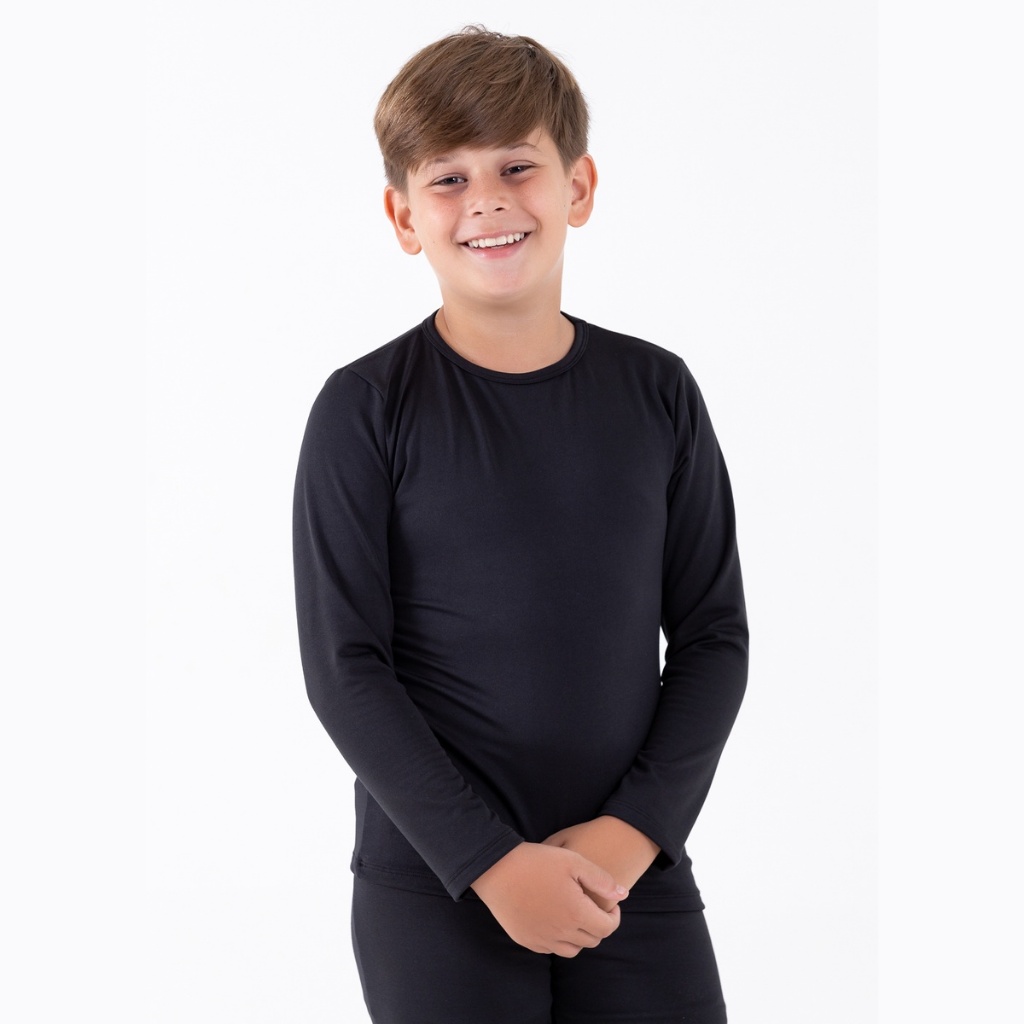 Blusa Térmica Infantil Peluciada Manga Longa Frio Inverno Segunda Pele Unissex Escola Proteção