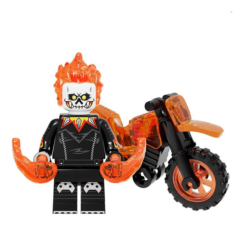 BONECO MOTOQUEIRO FANTASMA GHOST RIDER BLOCOS DE MONTAR
