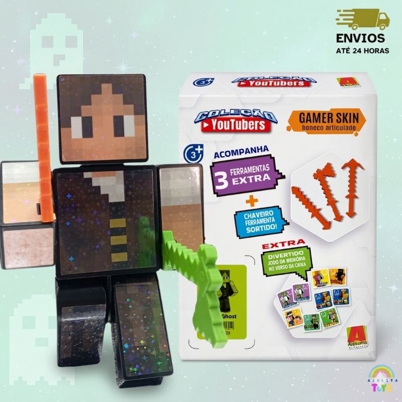 Boneco Jazz Ghost 15 cm Com 3 Acessorios e 1 Chaveiro Original
