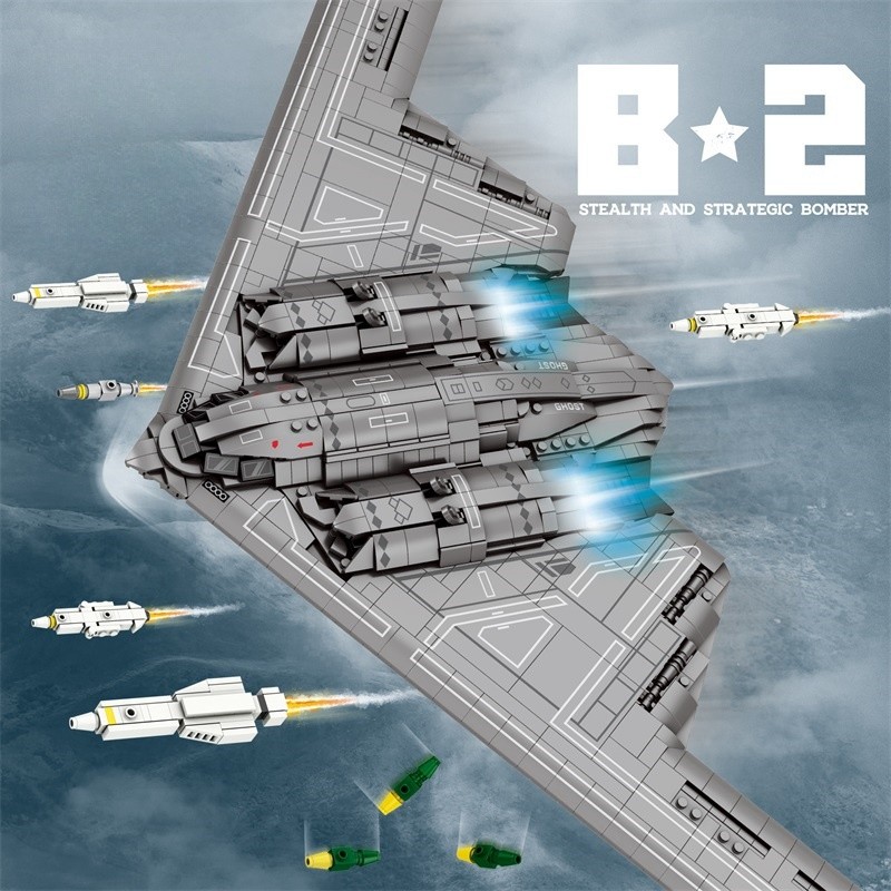 Técnica Militar Eua B2 Fantasma Stealth Ghost Bombardeiro Lutador Blocos De Construção Guerra Mundial WW2 Specia Mísseis