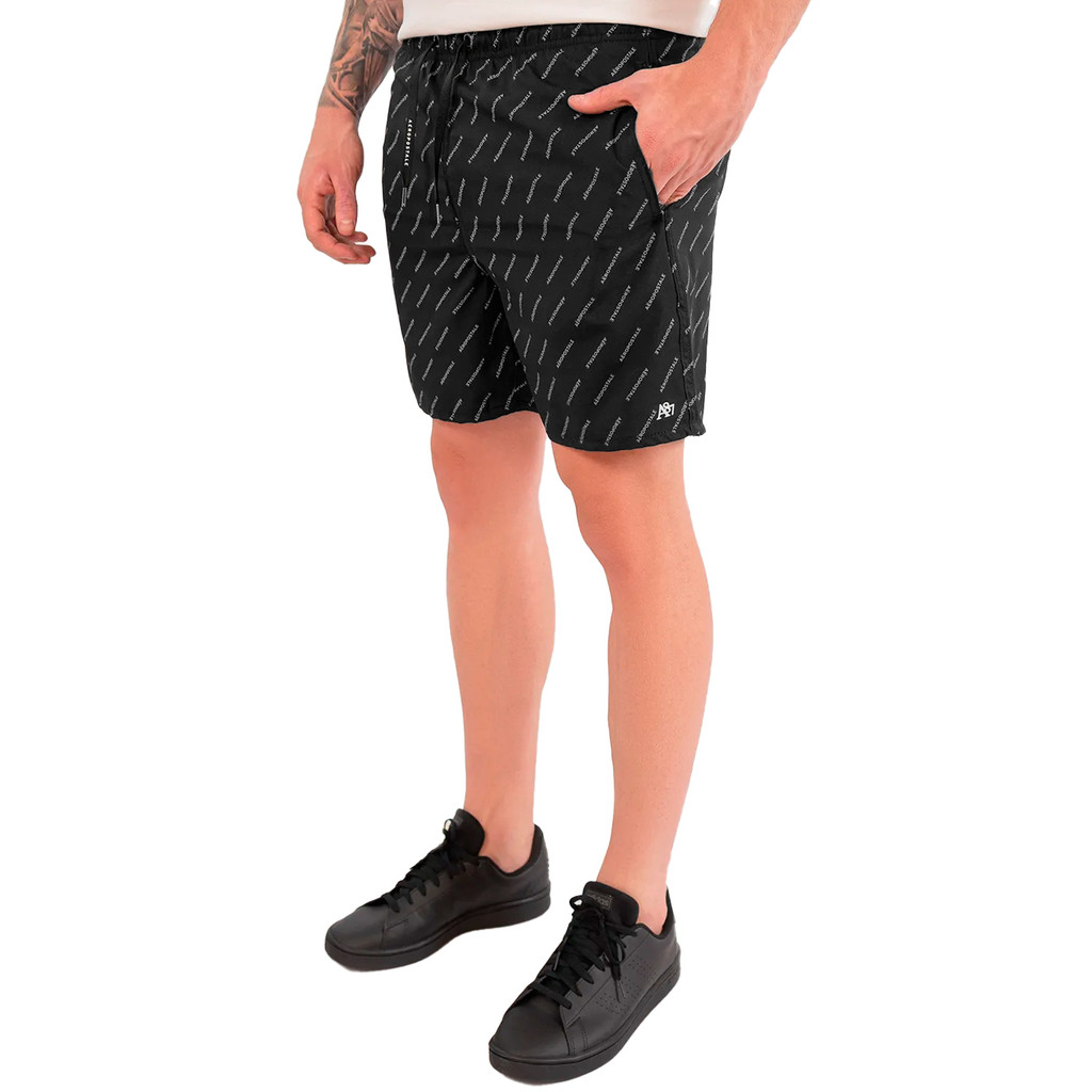 Short Aeropostale Masculino D'Água Swimwear Pattern Logo Preta