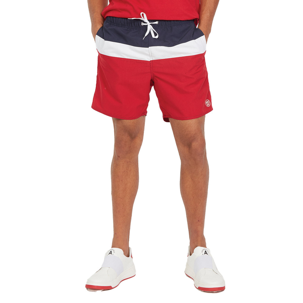 Short Aeropostale Masculino D'Água Swimwear A87/NY Colorblock Marinho Branco Vermelho