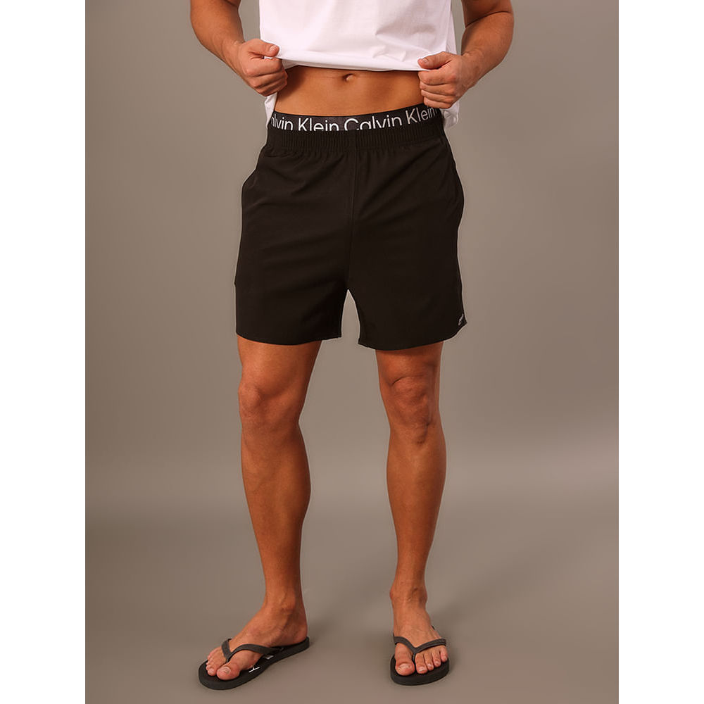 Short D'Água Masculino Elástico Calvin Klein Swimwear - Preto