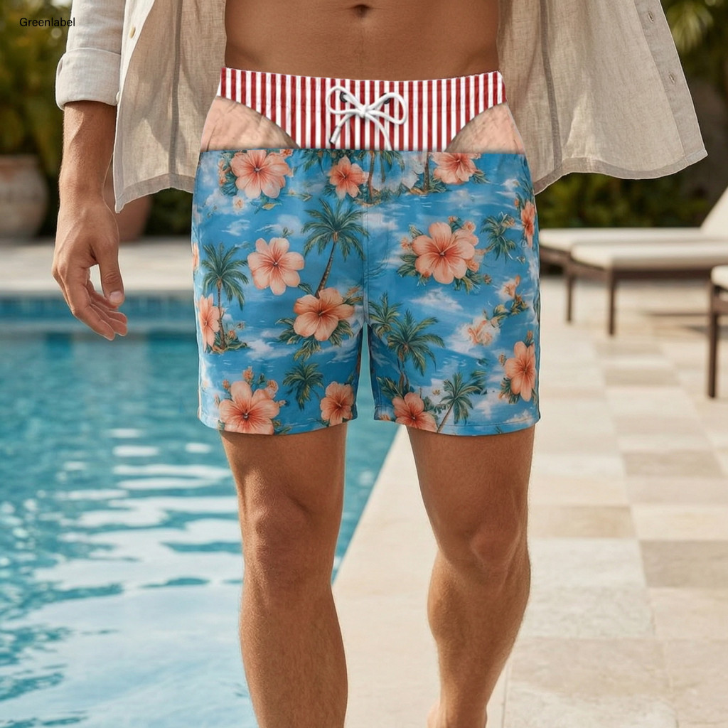 Breathable Lightweight Board Shorts Durable Polyester Swimwear Men's Funny 3d Hairy Legs Swim Prank Beach Trunks Unique