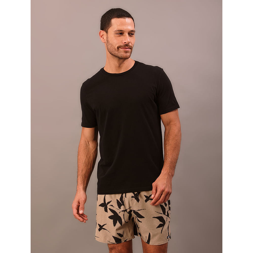 Camiseta Manga Curta Logo Costas Calvin Klein Swimwear - Preto