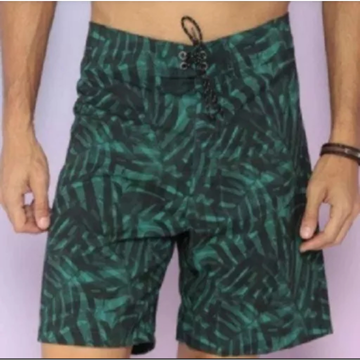 (Mash)-Bermuda Folhagens Preto & Verde Beachwear Mash Referencia - 612.14