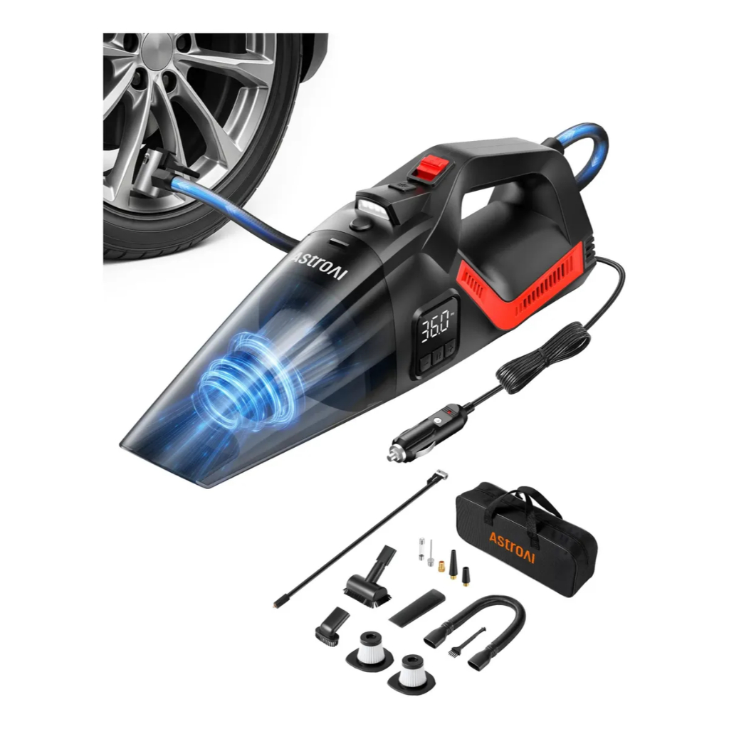 Aspirador Automotivo 4 em 1 AstroAI V3 com Inflador 150 PSI, LED e 12V