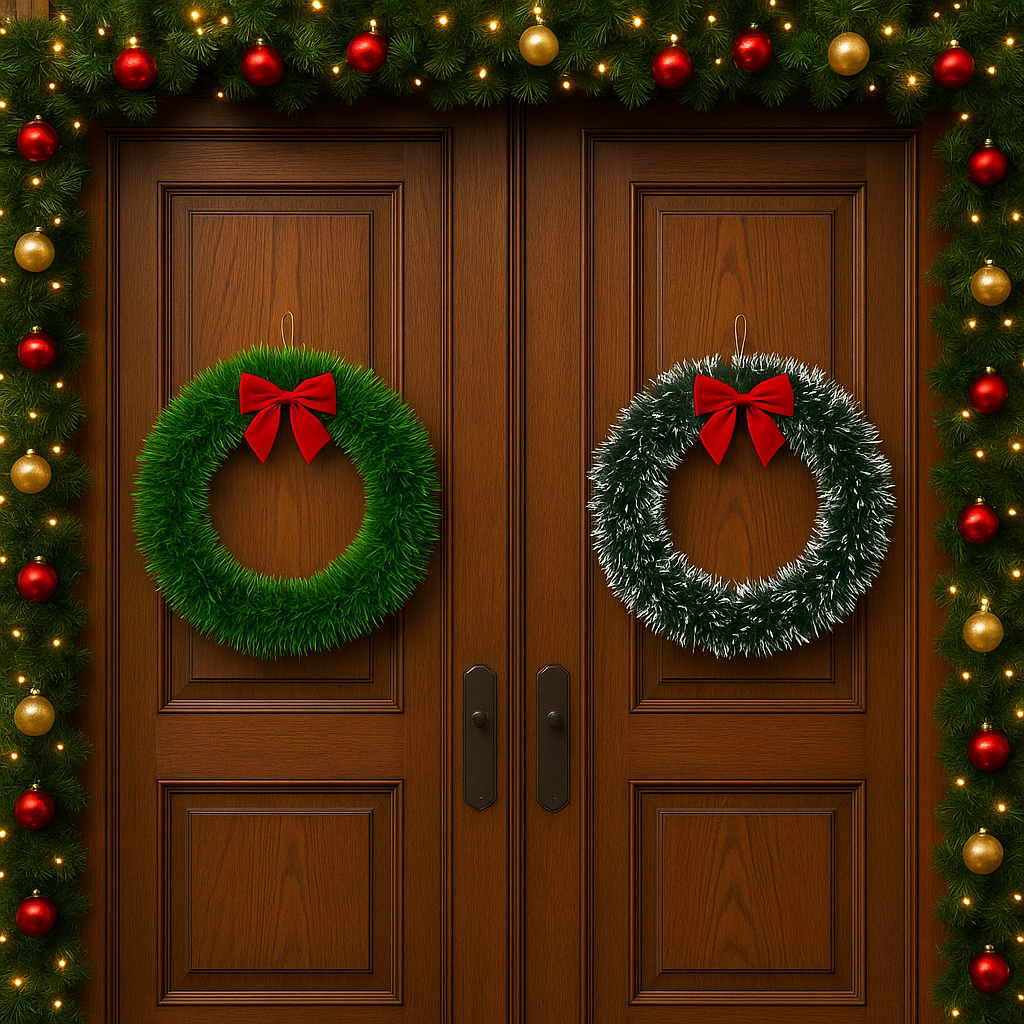 Guirlanda de Natal Luxo 33cm 40cm Enfeite de Porta Decoração Natalina Premium