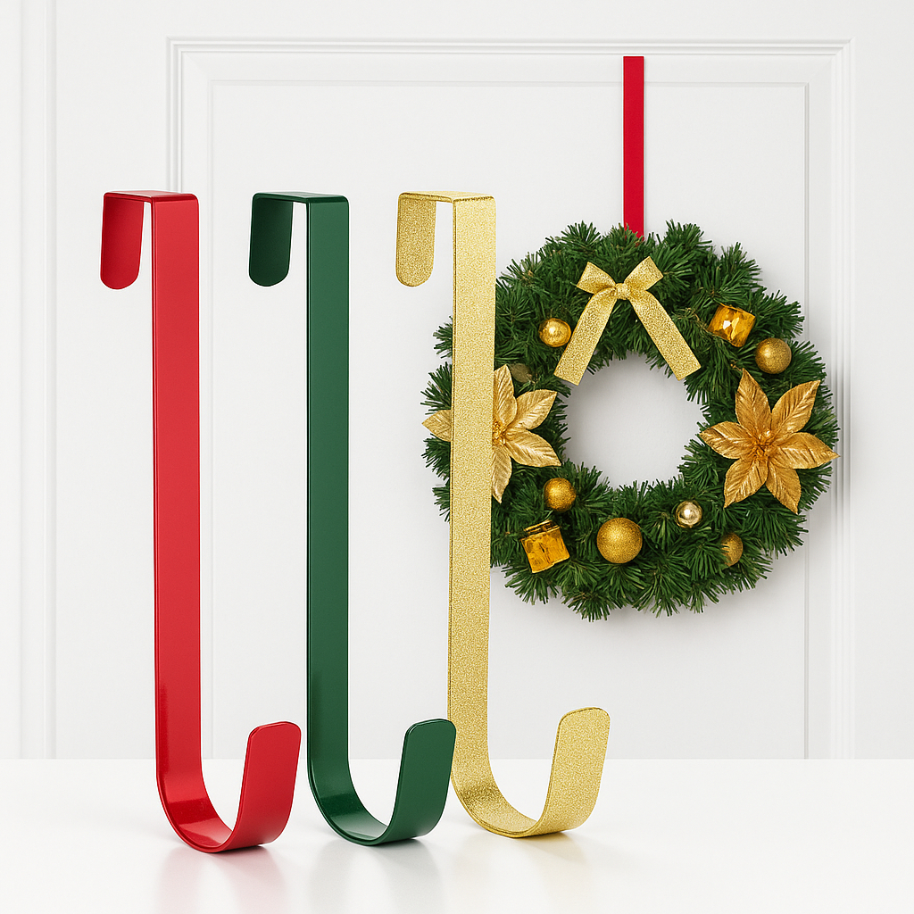 Suporte De Porta Guirlanda de Natal Luxo Estilo Gancho 35cm Grande Glitter Brilho Enfeite Decoração
