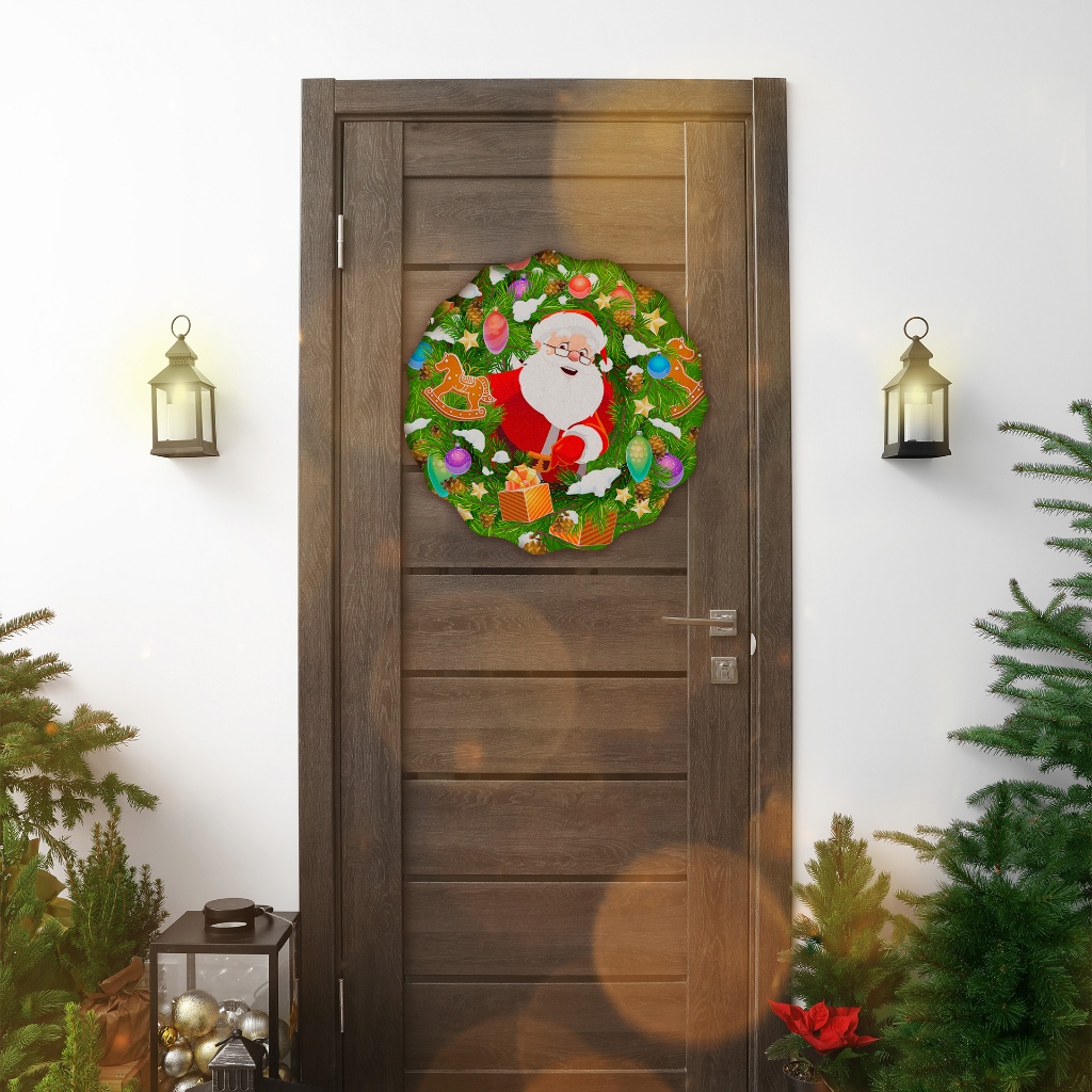 Guirlanda MDF Decorativa para Porta Páscoa ou Natal 35cm Enfeite de Porta