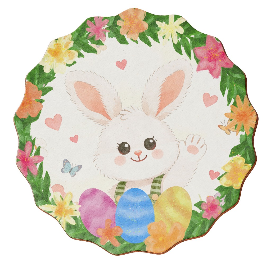 Guirlanda de Páscoa Decorativa MDF 35cm para Porta de Entrada - Enfeite de Porta Resistente