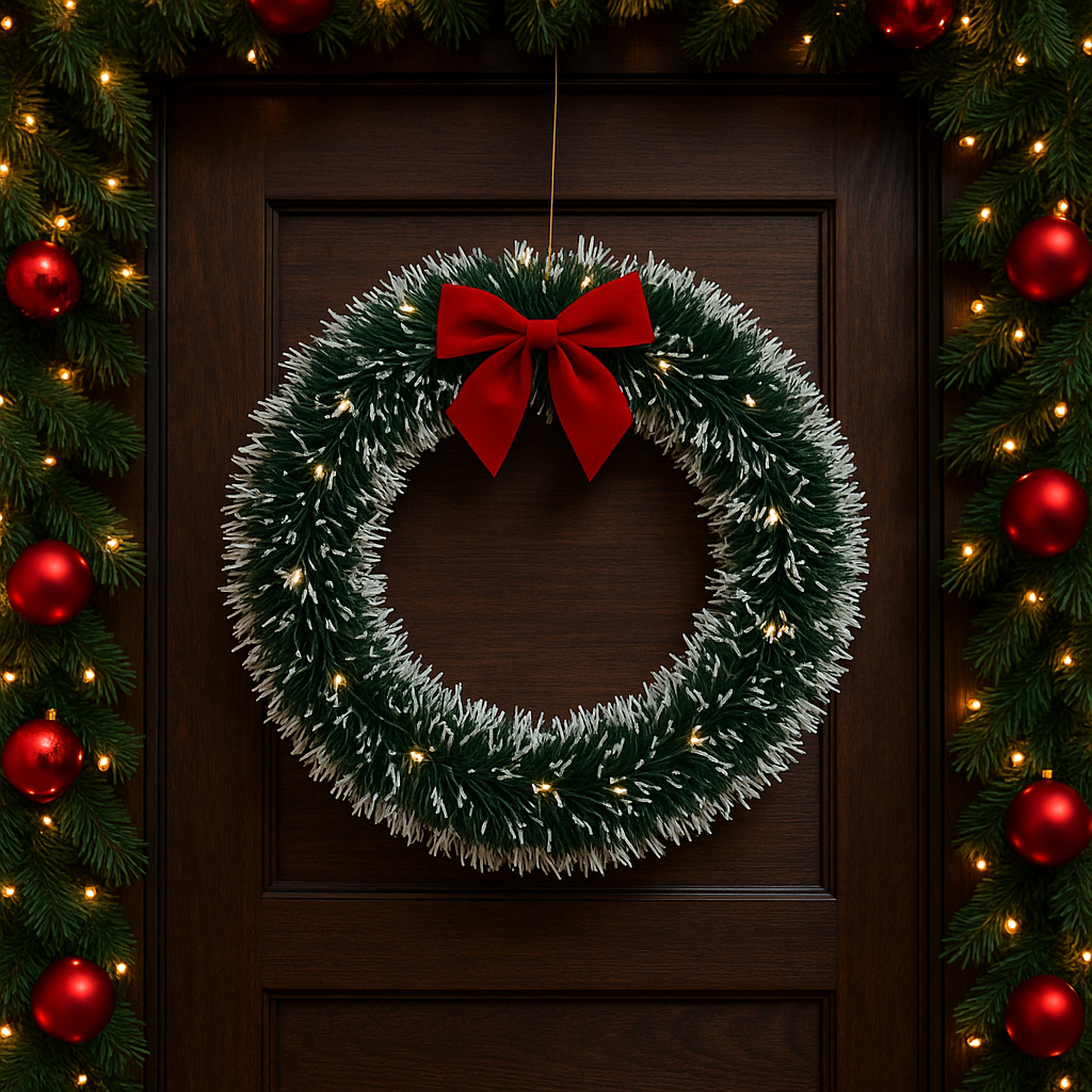 Guirlanda Natalina Decorada Luxo 33cm 40cm Enfeite Porta Casa Festa de Natal