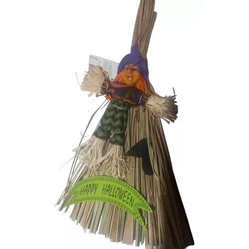 Guirlanda De Porta Vassoura Bruxa Enfeite Halloween - 35cm