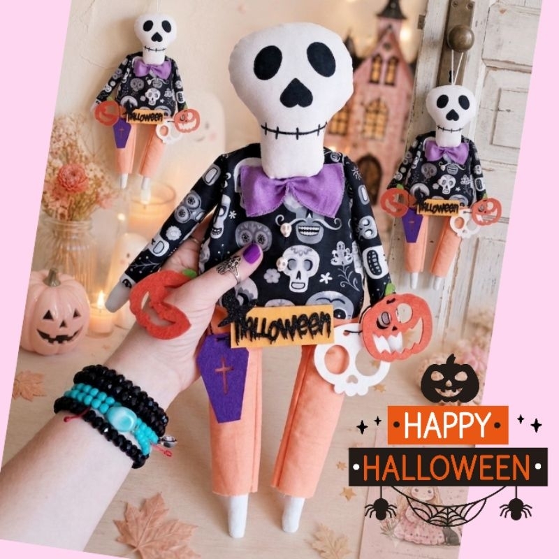 Halloween Caveira Enfeite de Porta Decorativa 35cm Artesanal Pendente Decoração
